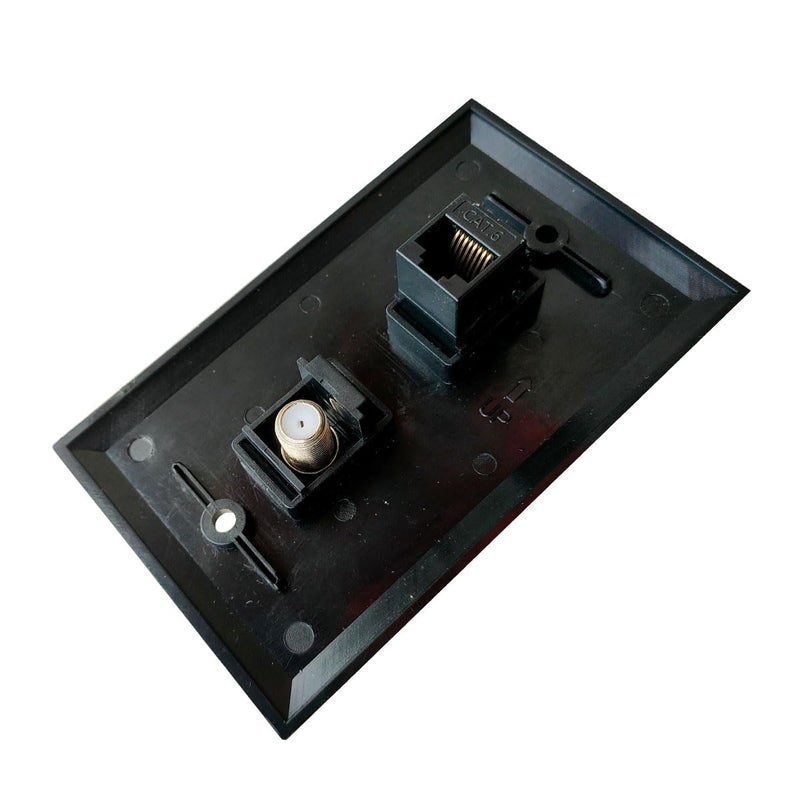 BUPLDET لوحة حائط بوبلدت إيثرنت كواكسية سوداء لامعة - غطاء لوحة RJ45 كواكسية أنثوي إلى أنثوي لأسلاك CAT6/CAT5e وتلفزيون الكابل - Image 3